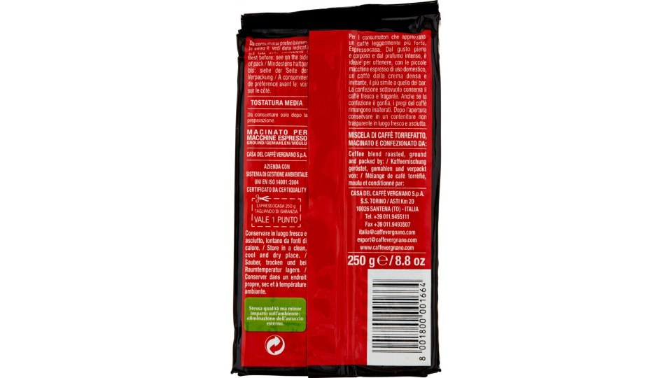 Caffè Vergnano macinato Espresso casa 250 g