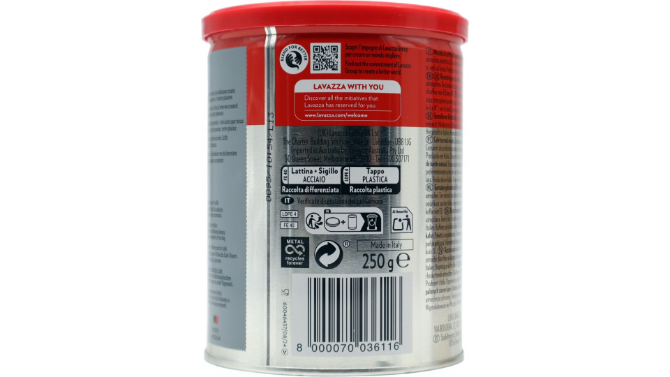 Lavazza caffe rossa gr.250 latta
