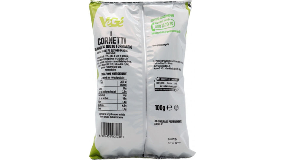 VéGé i Cornetti di Mais al Gusto Formaggio 100 g