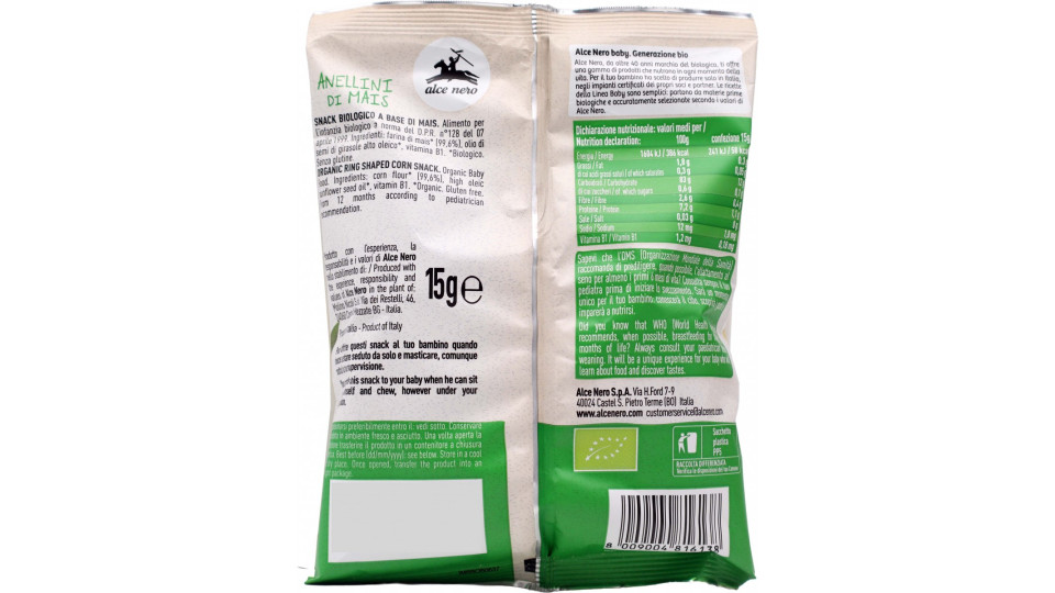 Alce nero bio anellini mais gr15