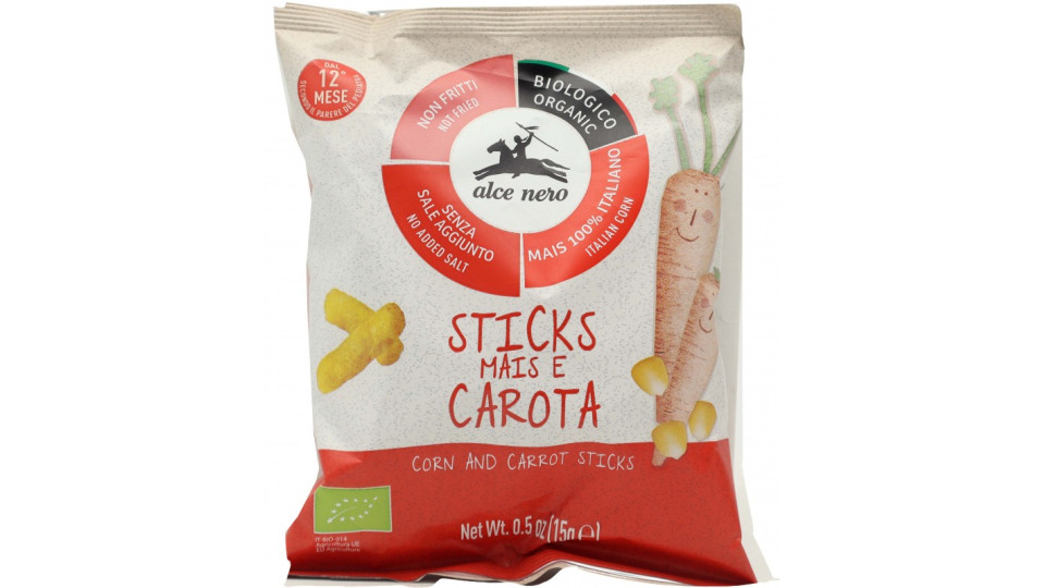 Alce nero Sticks Mais e Carota 15 g