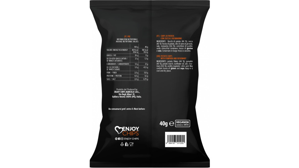 JOXTY chips fritte zucca/rosmarino gr.40 Gluten Free