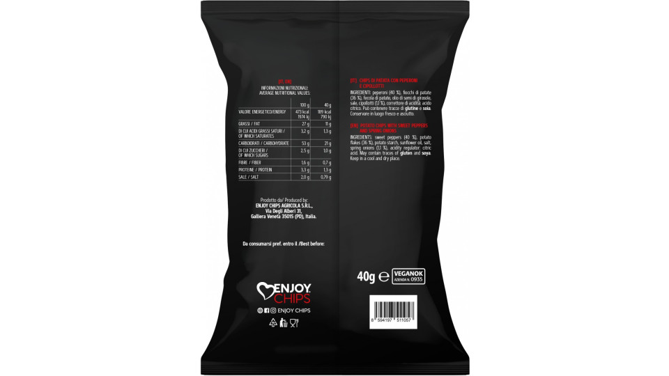 JOXTY chips fritte peperoni/cipollotti gr.40 Gluten Free
