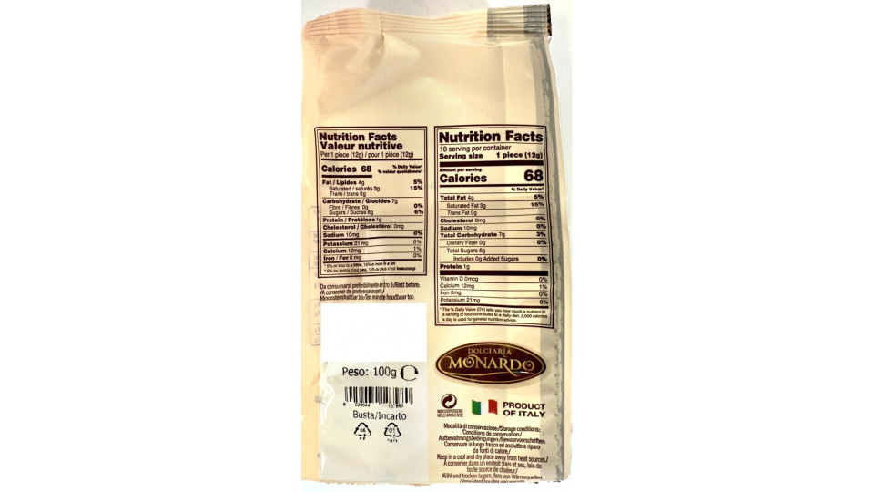 Monardo praline cioccolato al latte gusto cappuccino busta gr.100