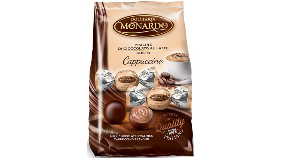 Monardo praline cioccolato al latte gusto cappuccino busta gr.100