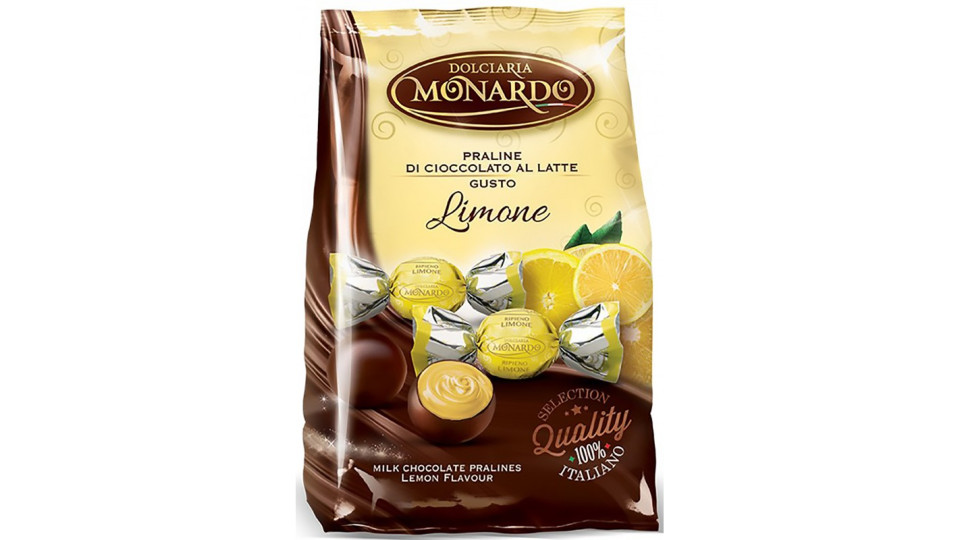 Monardo praline di cioccolato al latte gusto limone busta gr.100