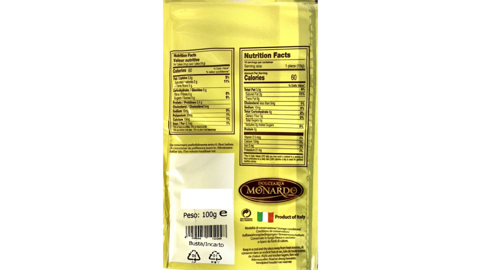 Monardo praline di cioccolato al latte gusto limone busta gr.100