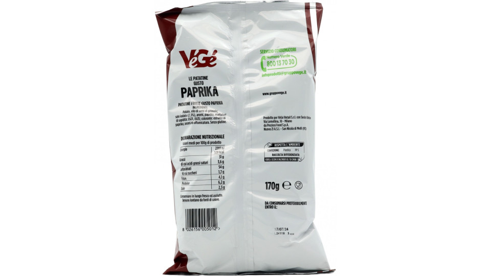 VéGé le Patatine Gusto Paprika 170 g