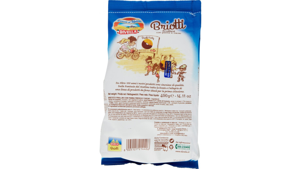 Divella biscotti briotti cacao panna gr.400
