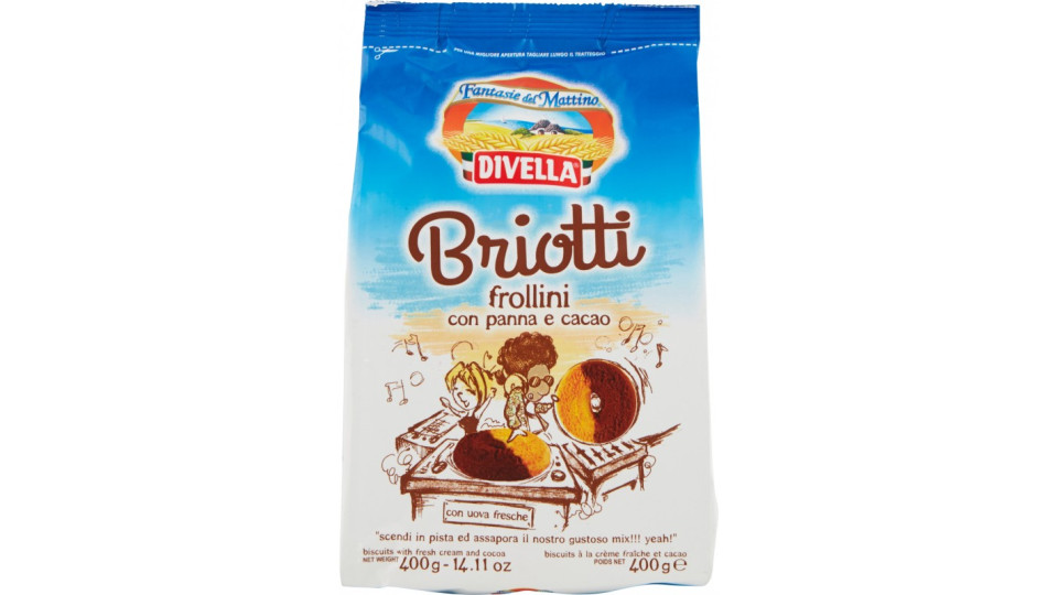 Divella biscotti briotti cacao panna gr.400