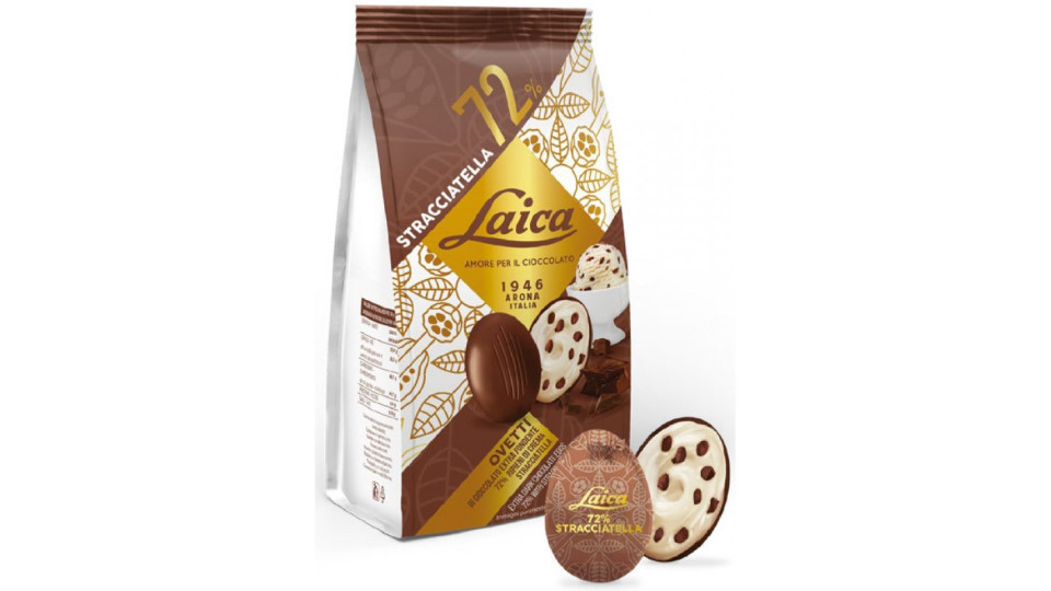 Laica ovetti al cioccolato fondente con crema e stracciatella...