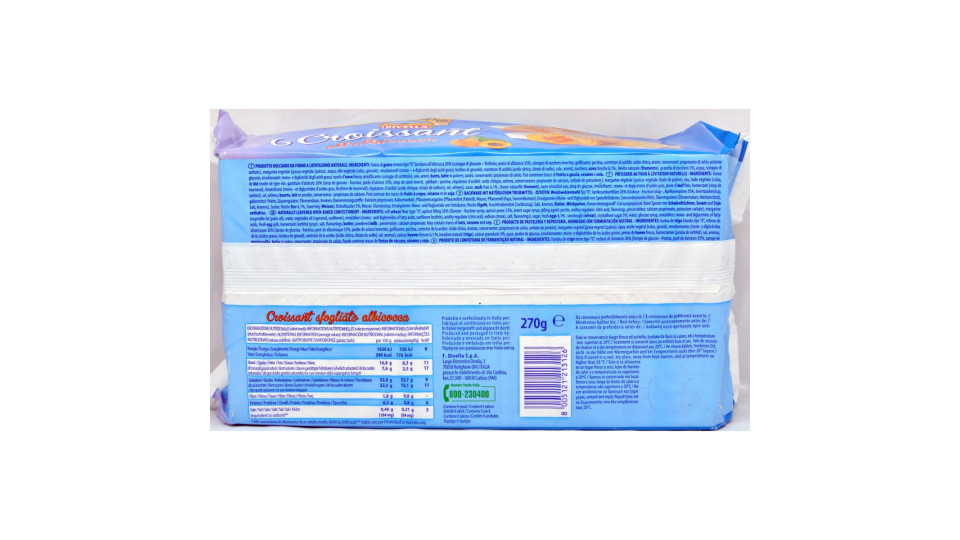 Divella fra Mattino e Sera 6 Croissant all'albicocca 270 gr.