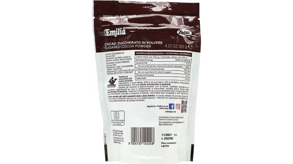 Zàini Emilia Cacao Zuccherato in Polvere 120 g