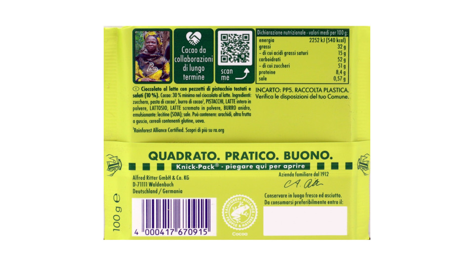 Ritter Sport Special Nuts Pistacchio 100 g