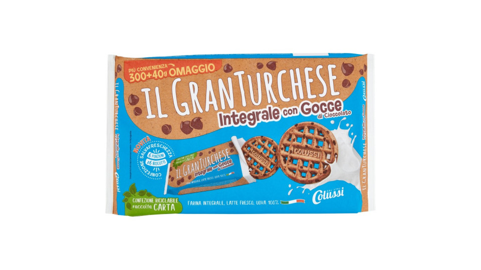 Colussi il GranTurchese Integrale con Gocce di Cioccolato 340 g