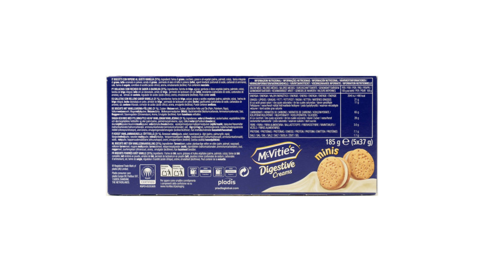 McVitie's Digestive Creams minis Vanilla Flavour 5 x 37 g
