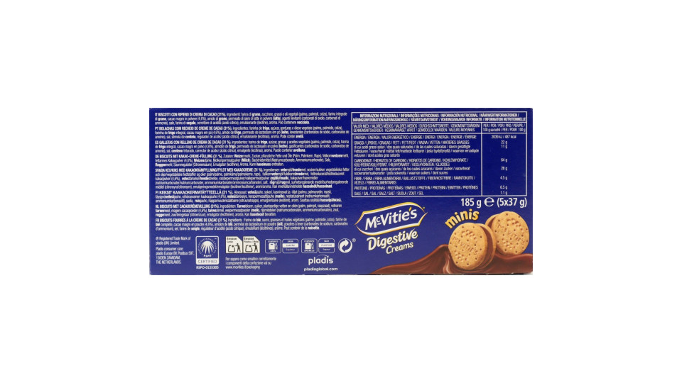 McVitie's Digestive Creams minis Chocolate Flavour 5 x 37 g