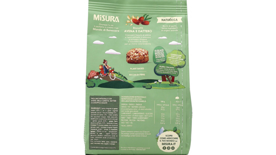 Misura biscotti natura dattero avena gr.260