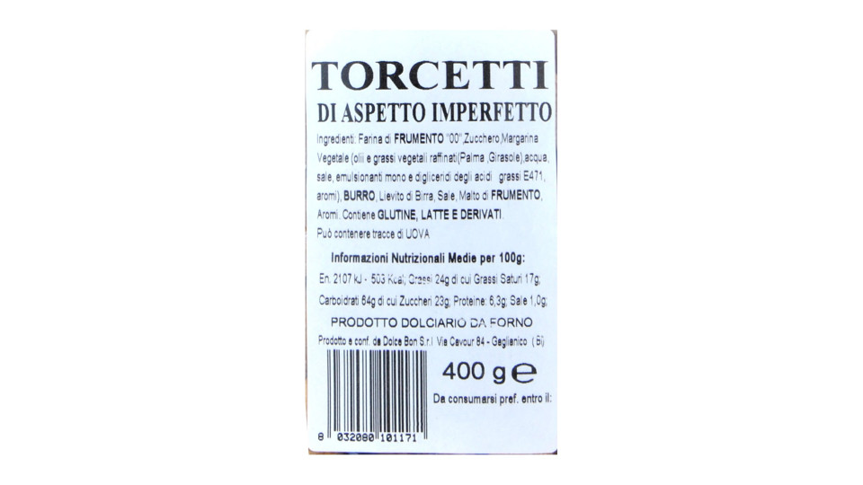 Dolce bon torcetti di aspetto imperfetto gr.400