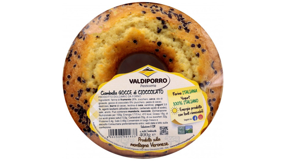 Valdiporro ciambella con gocce di cioccolato gr.400