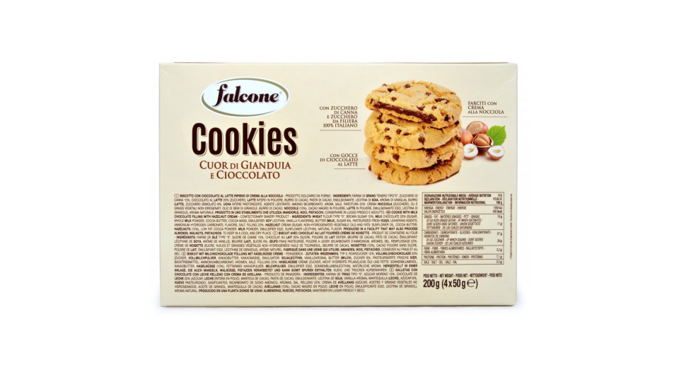 Falcone cookies cuor gianduia cioccolato gr.50x4
