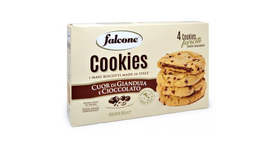 Falcone cookies cuor gianduia cioccolato gr.50x4