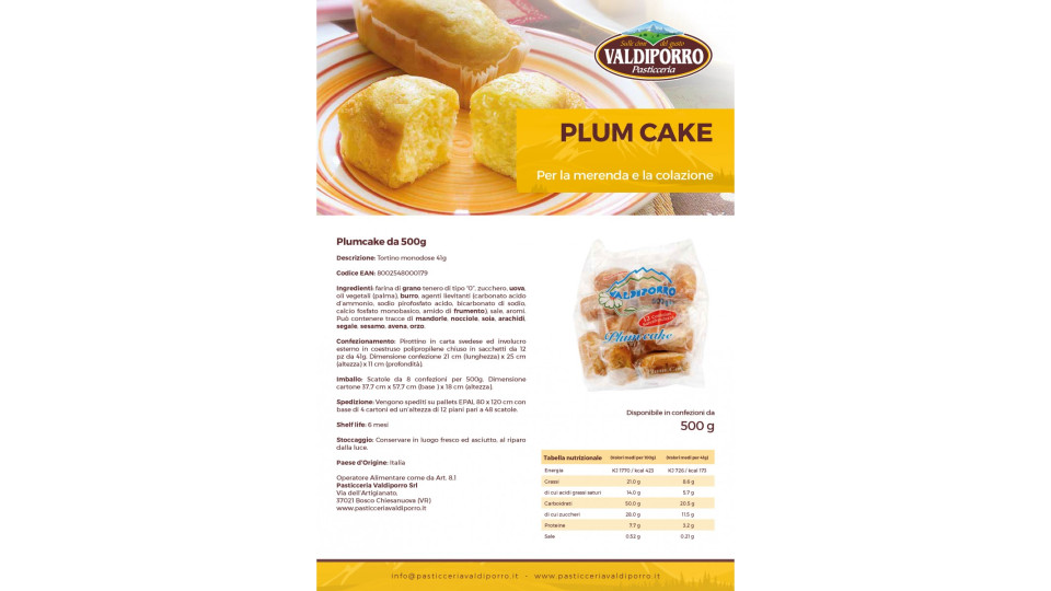Pasticceria valdiporro plumcake gr.500