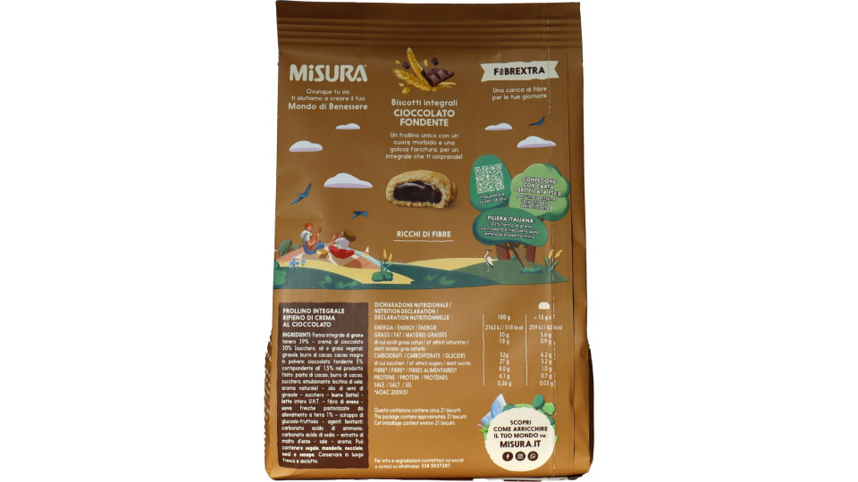 Misura Fibrextra Morbido Ripieno al Cioccolato Fondente 260 g