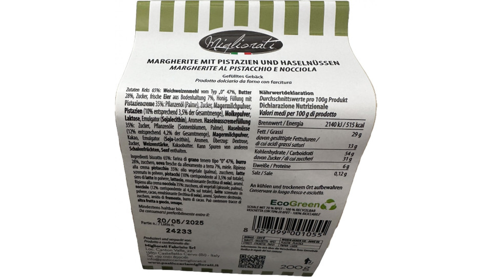 Migliorati margherita ai pistacchi e nocciole gr.200