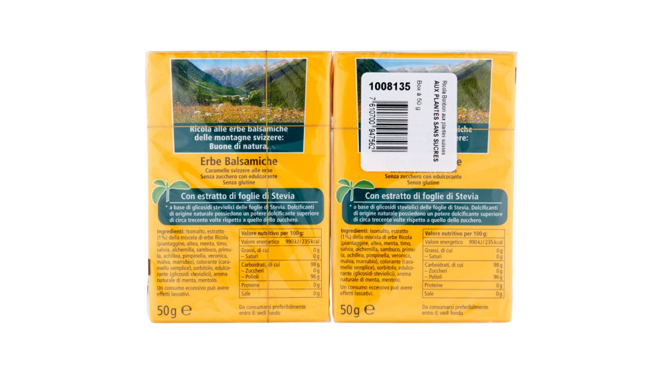 Ricola caramelle Erbe Balsamiche senza zucchero 2 x 50 gr.