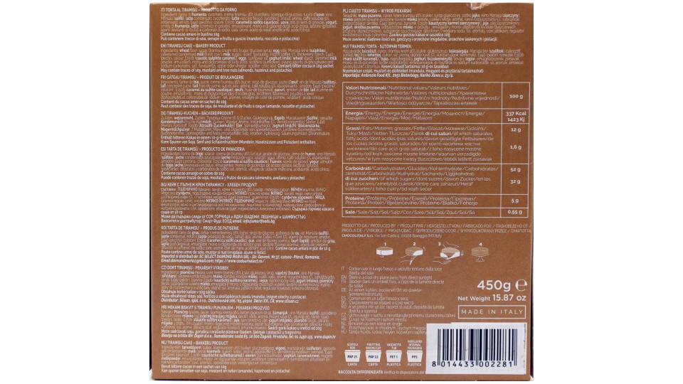 Chocolitaly torta crema tiramisu gr.450
