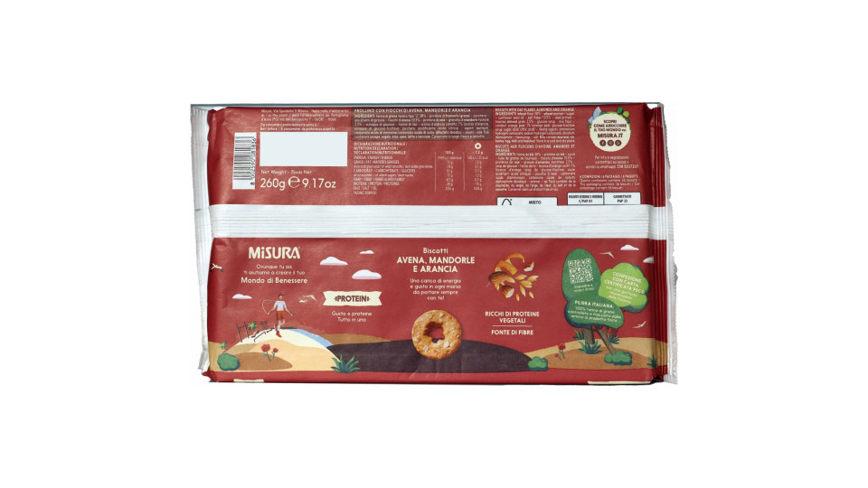 Misura Protein Biscotti con Mandorle e Fiocchi di Avena 260 g
