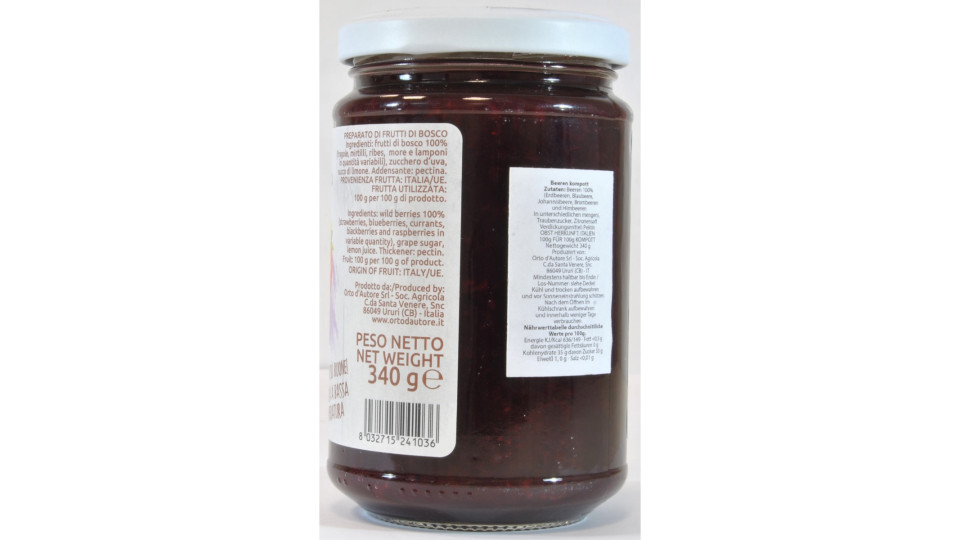 Orto d`autore marmellata i frutti di bosco 100% it gr.340