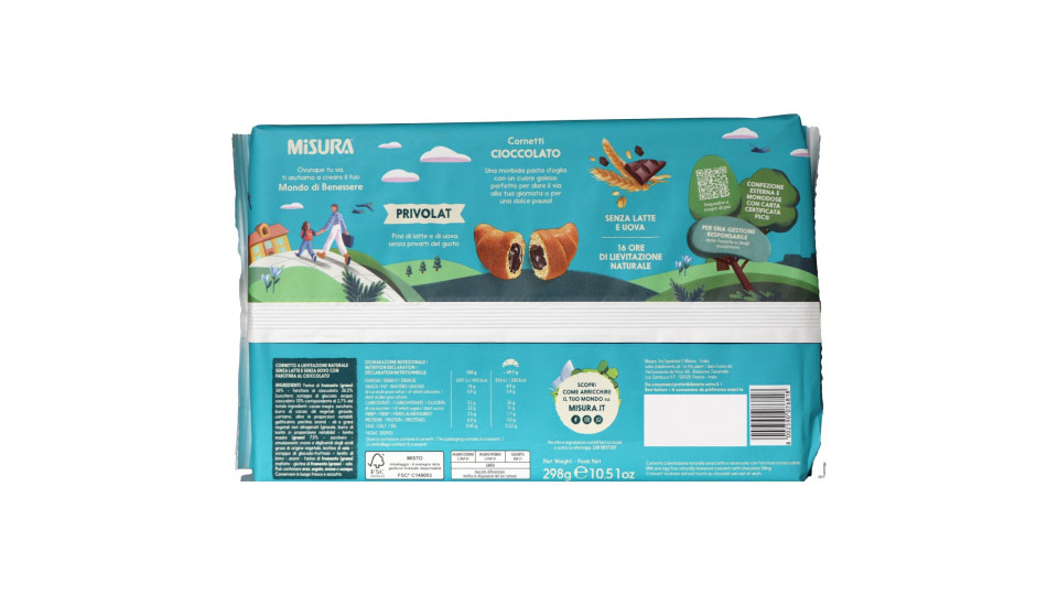 Misura Privolat Cornetti al Cioccolato 6 x 49,7 g
