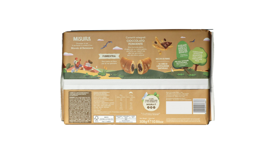 Misura Fibrextra Cornetti al Cioccolato 6 x 51,4 g