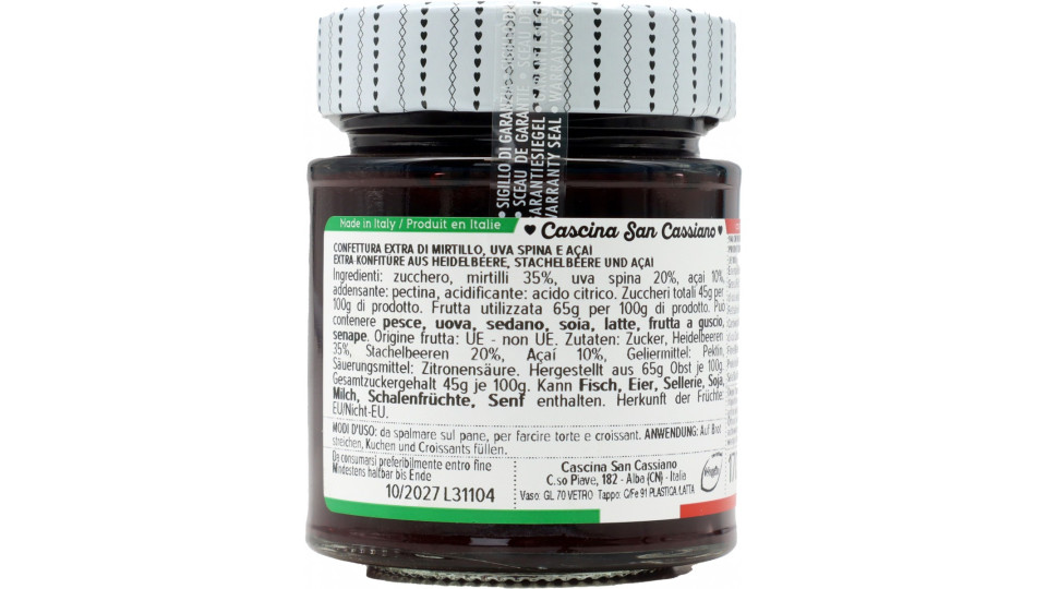 S.cassiano confettura acai uva spina mirtilli gr.170