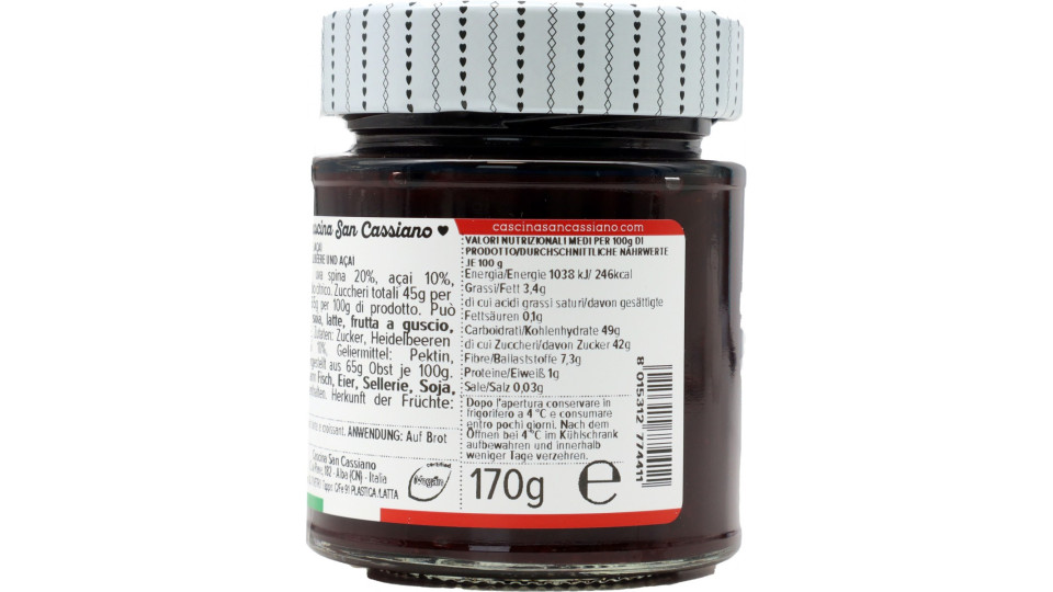 S.cassiano confettura acai uva spina mirtilli gr.170