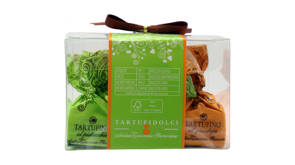 Antica torroneria tartufini al pistacchio e gianduia gr.63