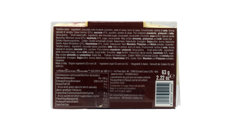 Antica torroneria tartufini dolci e bianchi gr.63
