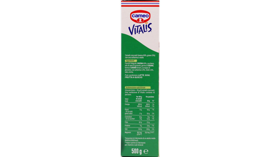cameo Vitalis classic granola con Uva Sultanina 500 g