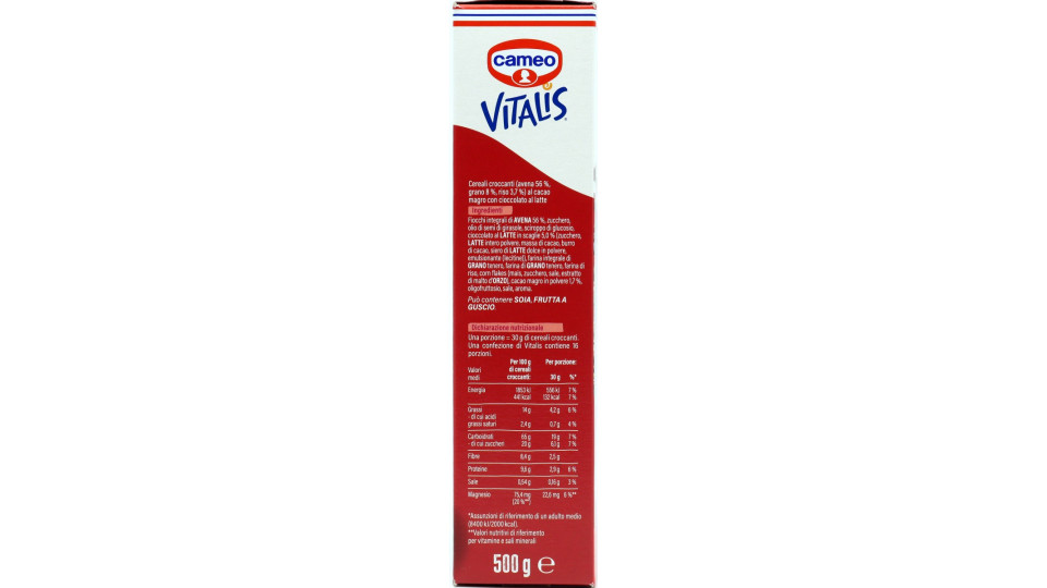Cameo Vitalis choco granola con Cioccolato al Latte 500 g