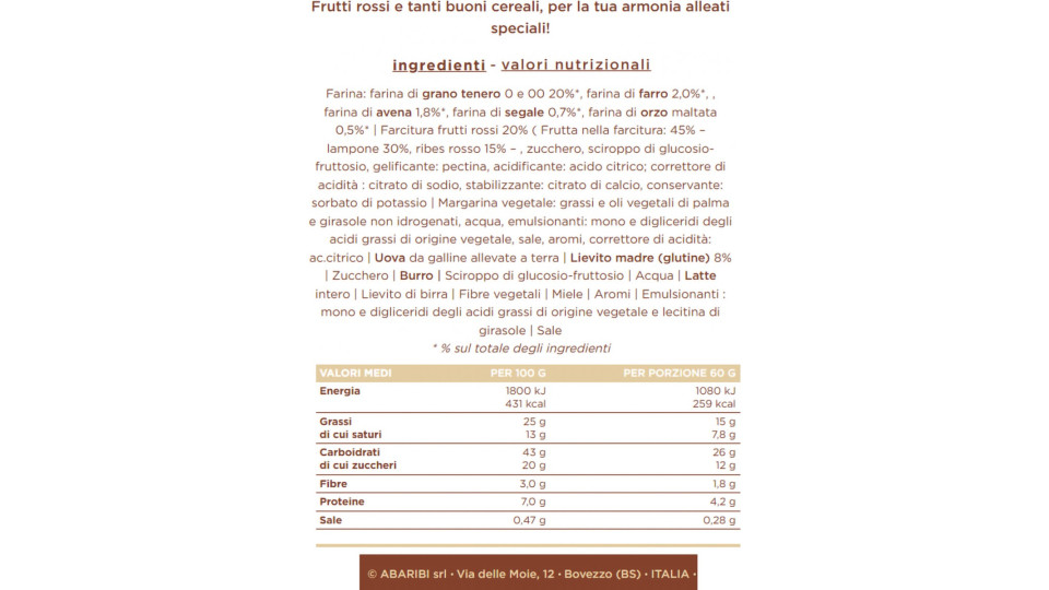 Abaribi croissant 5 cereali e frutti rossi x6 gr360