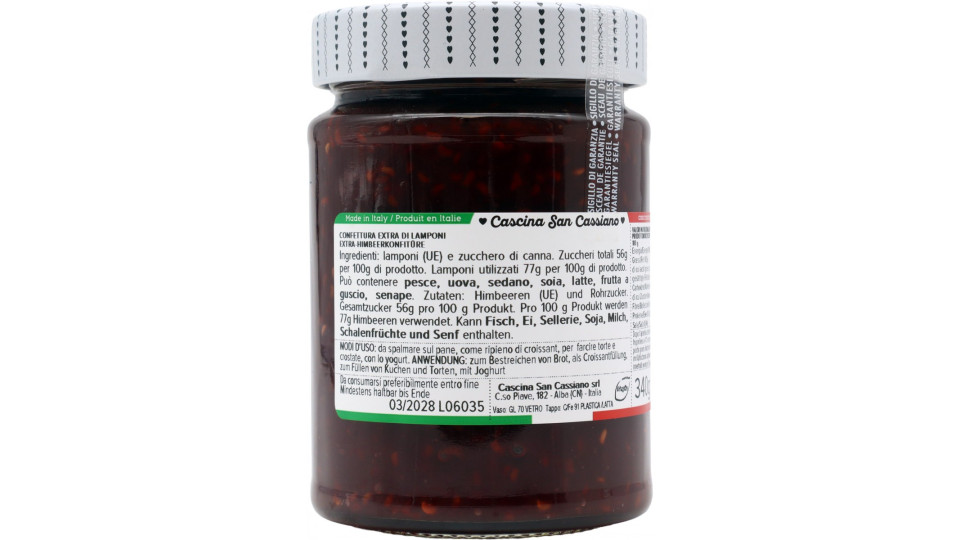 S.cassiano confettura ai lamponi gr.340