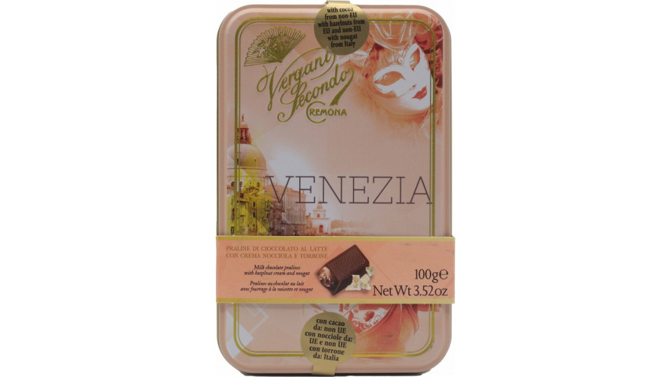 Vergani scatola praline ripiene con crema nocciola e torrone...