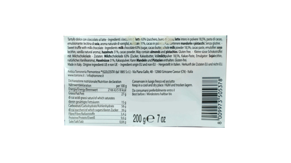 Antica torroneria tartufo al latte gr.200