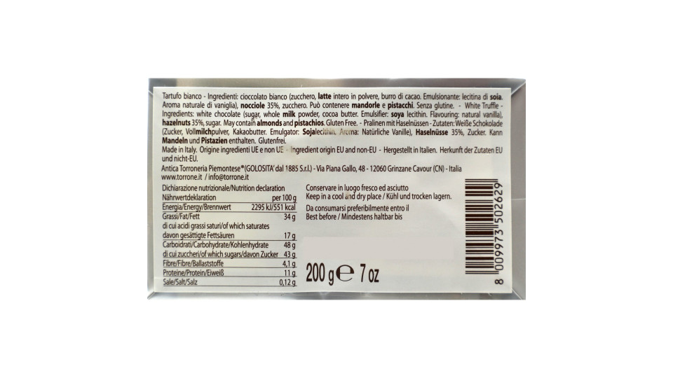 Antica torroneria tartufo bianco gr.200