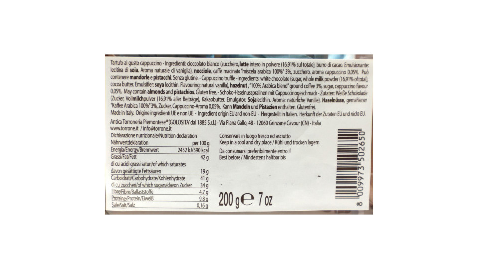 Antica torroneria tartufo cappuccino gr.200