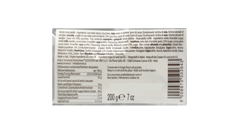 Antica torroneria tartufo stracciatella gr.200