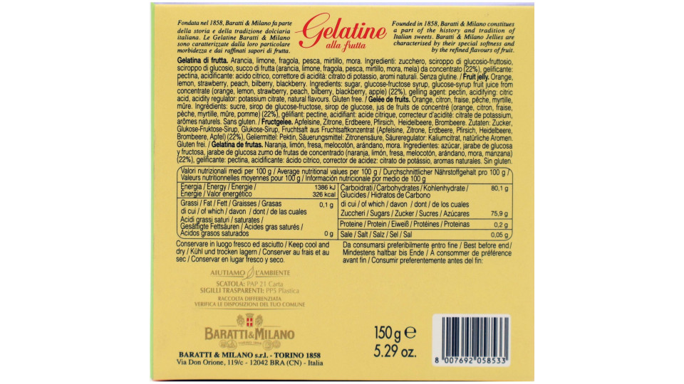Baratti cubo gelee giada assortita gr.150
