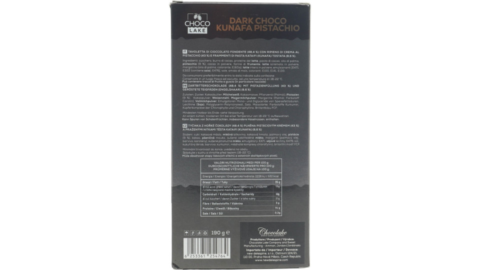 Chocolake dark bar kunafa pistacchio gr.190